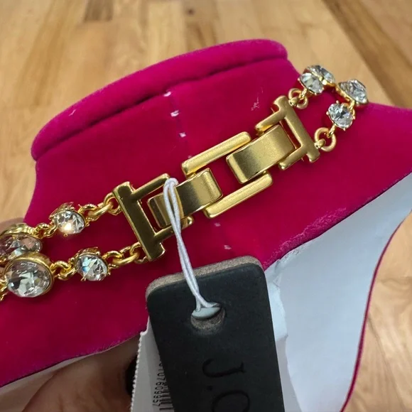 J. Crew Layered Gold Necklace with Clear Crystals NWT - SOLD OUT - Picture 4 of 8